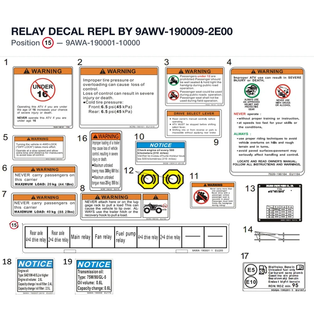RELAY DECAL REPL BY 9AWV-190009-2E00 product image