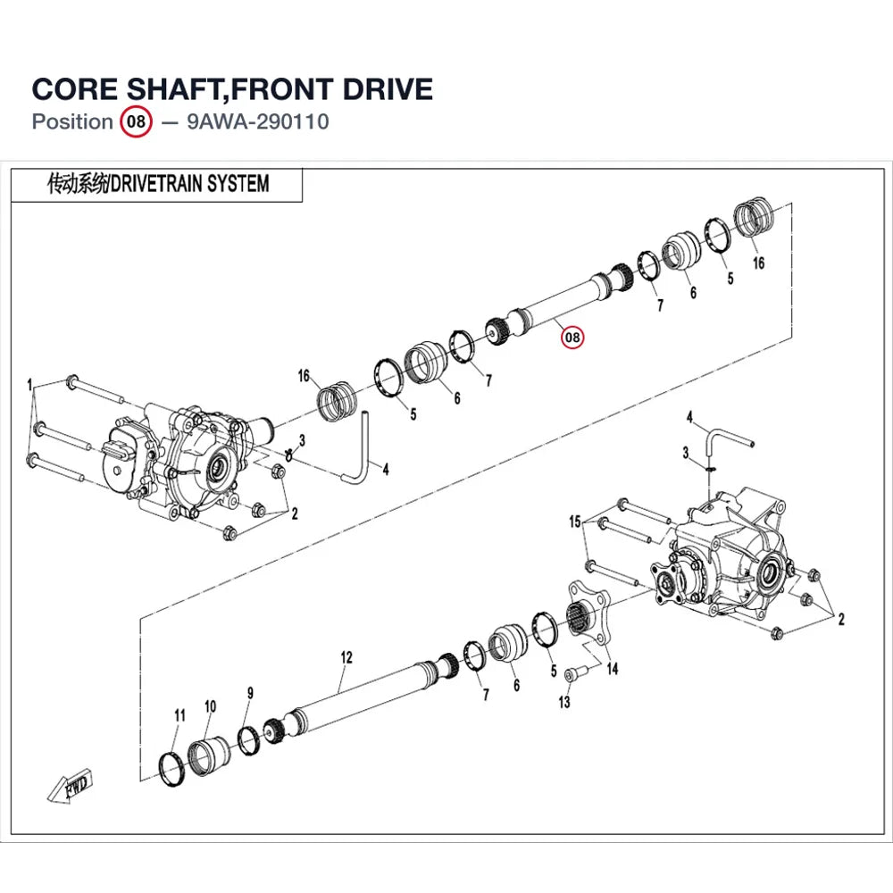 CORE SHAFT,FRONT DRIVE product image