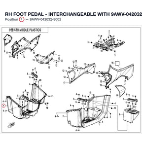 RH FOOT PEDAL - INTERCHANGEABLE WITH 9AWV-042032-8001 + 9AWV-042032-8000 product image