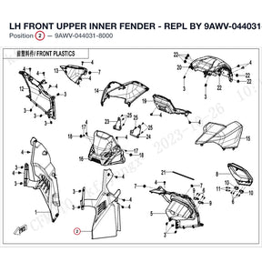 LH FRONT UPPER INNER FENDER - REPL BY 9AWV-044031-8001 product image