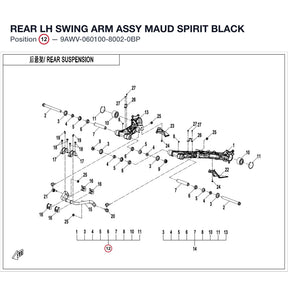 REAR LH SWING ARM ASSY - REPL BY 9AWV-060100-8001-0BP product image