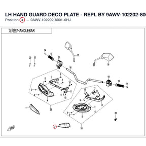 LH HAND GUARD DECO PLATE - REPL BY 9AWV-102202-8000-0HJ00 product image