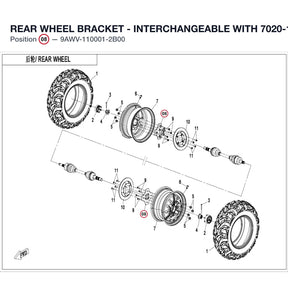 REAR WHEEL BRACKET - INTERCHANGEABLE WITH  7020-110001 - REPL BY 9AWV-110001-2B01 product image