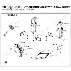 RH HEADLIGHT - INTERCHANGEABLE WITH  9AWA-160120-40000 product image