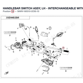 HANDLEBAR SWITCH ASSY, LH - INTERCHANGEABLE WITH 9AWV-160310-2C02 product image
