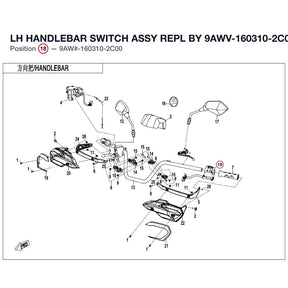 LH HANDLEBAR SWITCH ASSY REPL BY 9AWV-160310-2C01 product image
