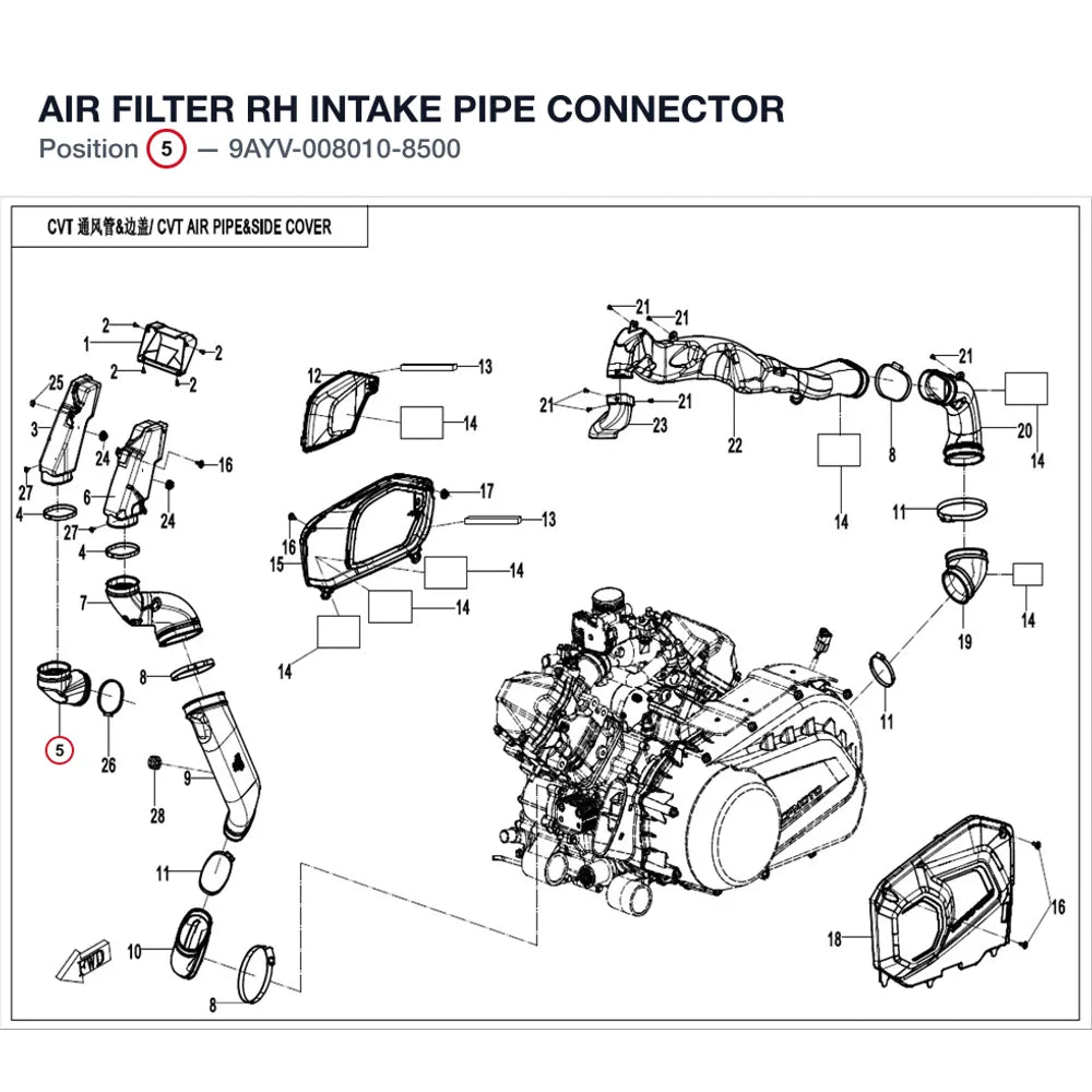 AIR FILTER RH INTAKE PIPE CONNECTOR product image