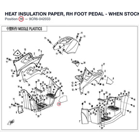 HEAT INSULATION PAPER, RH FOOT PEDAL - WHEN STOCK IS 0 THIS ITEM IS NO LONGER AVAILABLE product image