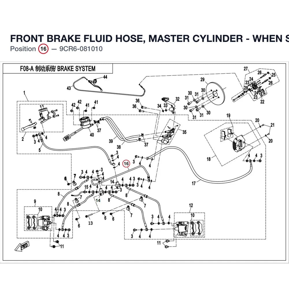 FRONT BRAKE FLUID HOSE, MASTER CYLINDER - WHEN STOCK IS 0 THIS ITEM IS NO LONGER AVAILABLE product image