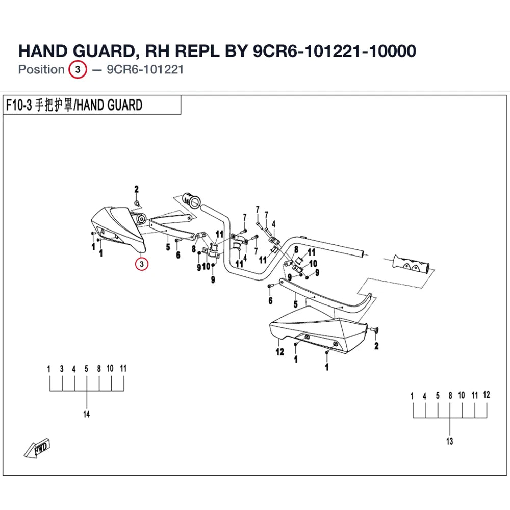 HAND GUARD, RH REPL BY 9CR6-101221-10000 product image