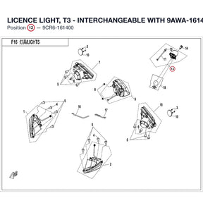 LICENCE LIGHT, T3 - INTERCHANGEABLE WITH 9AWA-161400-10000 product image