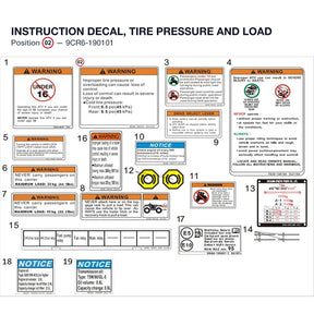 INSTRUCTION DECAL, TIRE PRESSURE AND LOAD product image