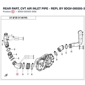 REAR PART, CVT AIR INLET PIPE - REPL BY 9DQV-000305-3001 product image