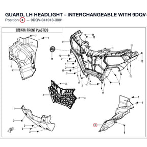 GUARD, LH HEADLIGHT - INTERCHANGEABLE WITH 9DQV-041013-3000 product image