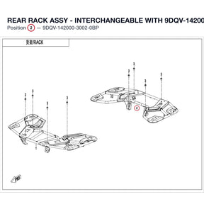 REAR RACK ASSY - INTERCHANGEABLE WITH 9DQV-142000-3000-0BP product image