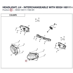 HEADLIGHT, LH - INTERCHANGEABLE WITH 9DQV-160111-3400-M1 product image