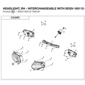HEADLIGHT, RH - INTERCHANGEABLE WITH 9DQV-160112-3400-M1 product image