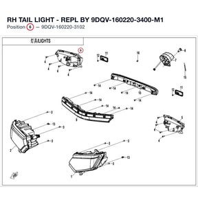 RH TAIL LIGHT - REPL BY 9DQV-160220-3400-M1 product image