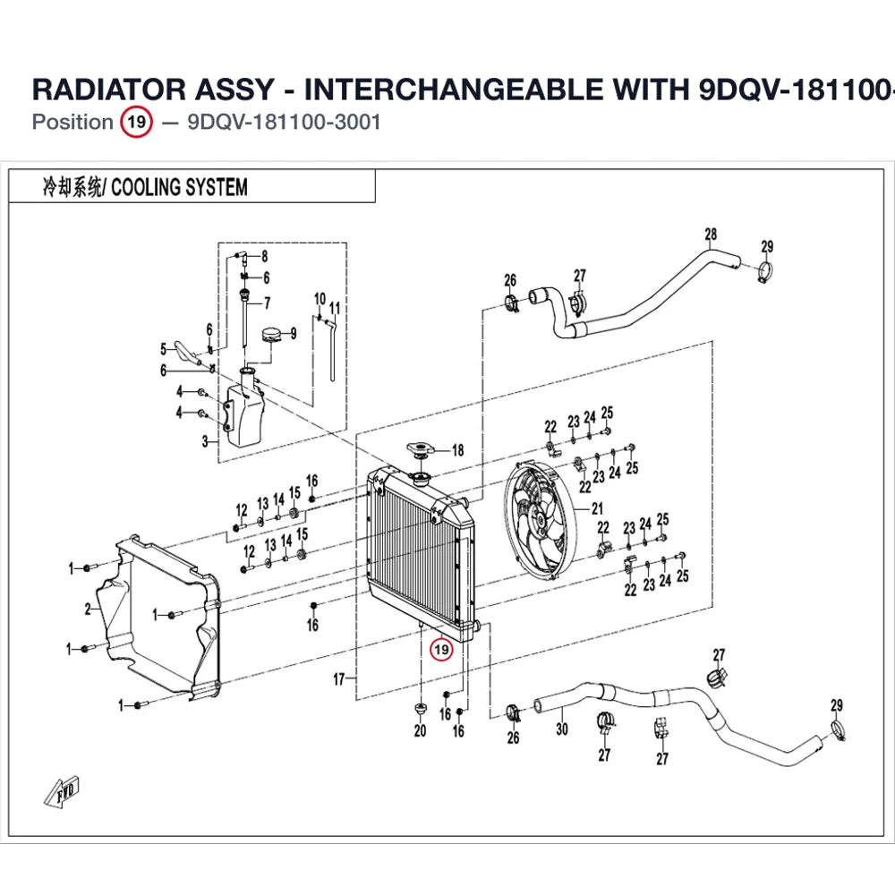 RADIATOR ASSY - INTERCHANGEABLE WITH 9DQV-181100-3000 product image