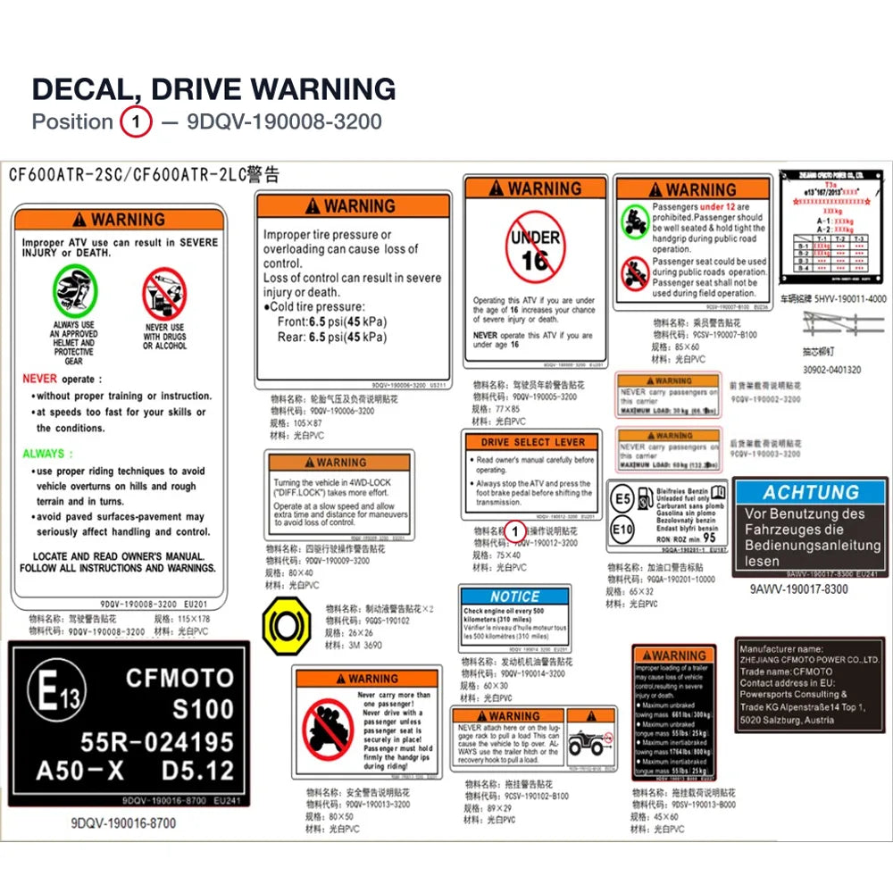 DECAL, DRIVE WARNING product image
