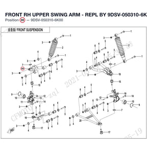 FRONT RH UPPER SWING ARM - REPL BY 9DSV-050310-6K01 product image