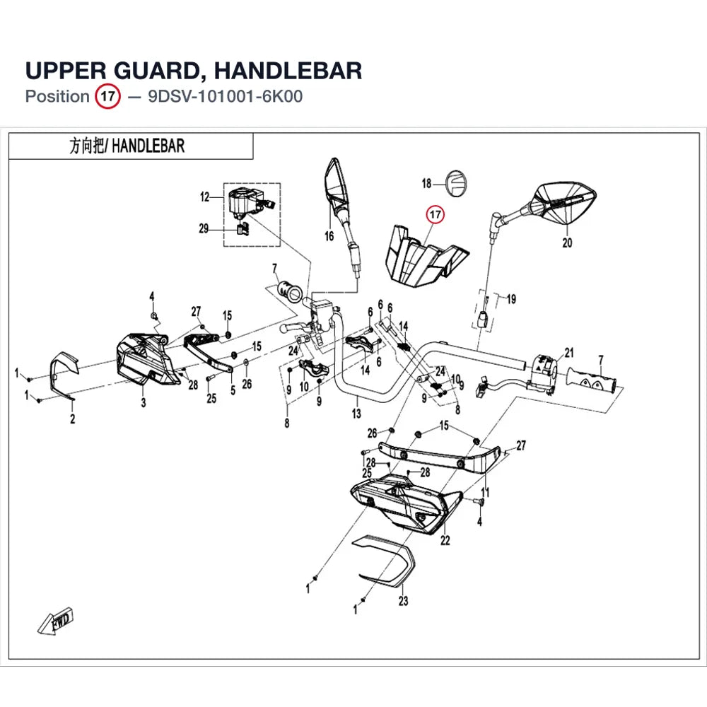 UPPER GUARD, HANDLEBAR product image