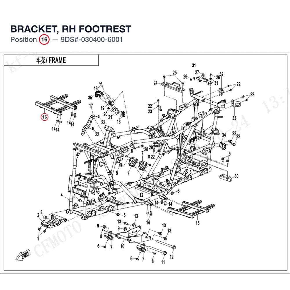 BRACKET, RH FOOTREST product image