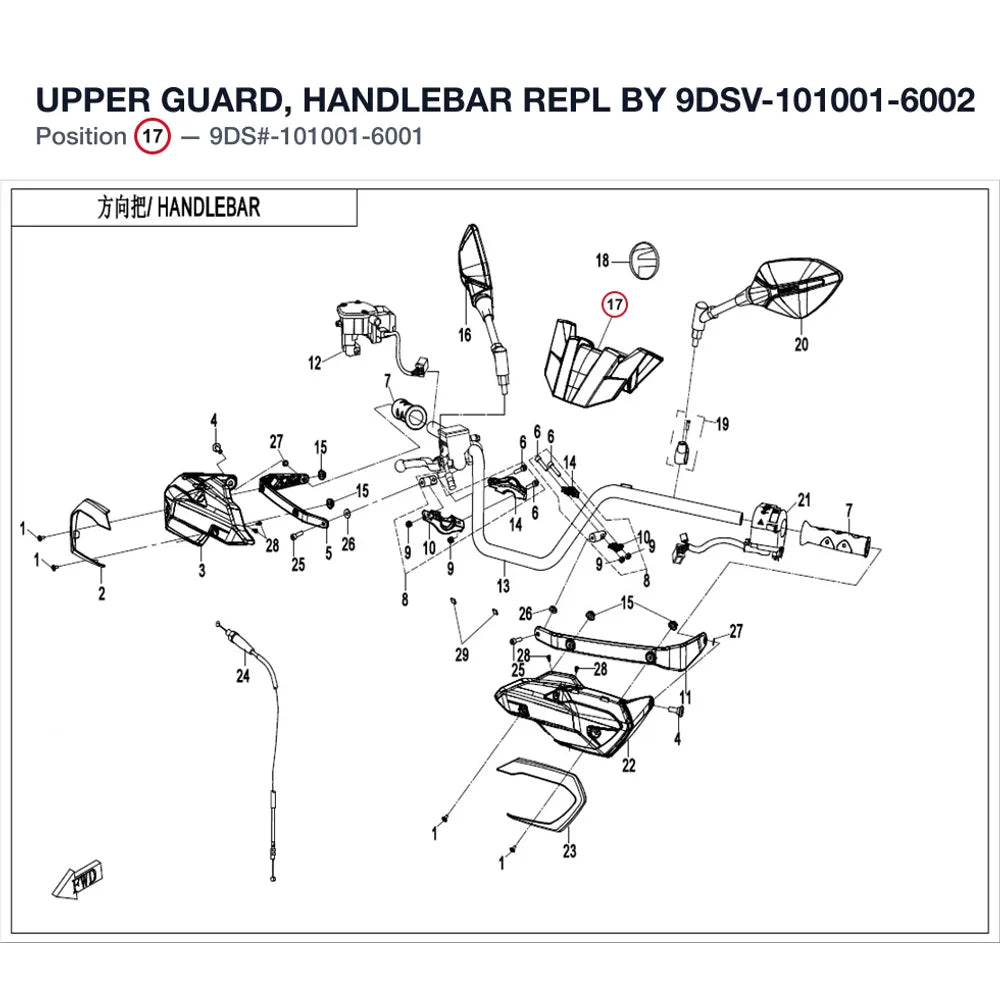 UPPER GUARD, HANDLEBAR REPL BY 9DSV-101001-6002 product image