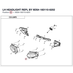 LH HEADLIGHT REPL BY 9DS#-160110-6202 product image