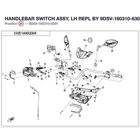 HANDLEBAR SWITCH ASSY, LH REPL BY 9DSV-160310-6302 product image