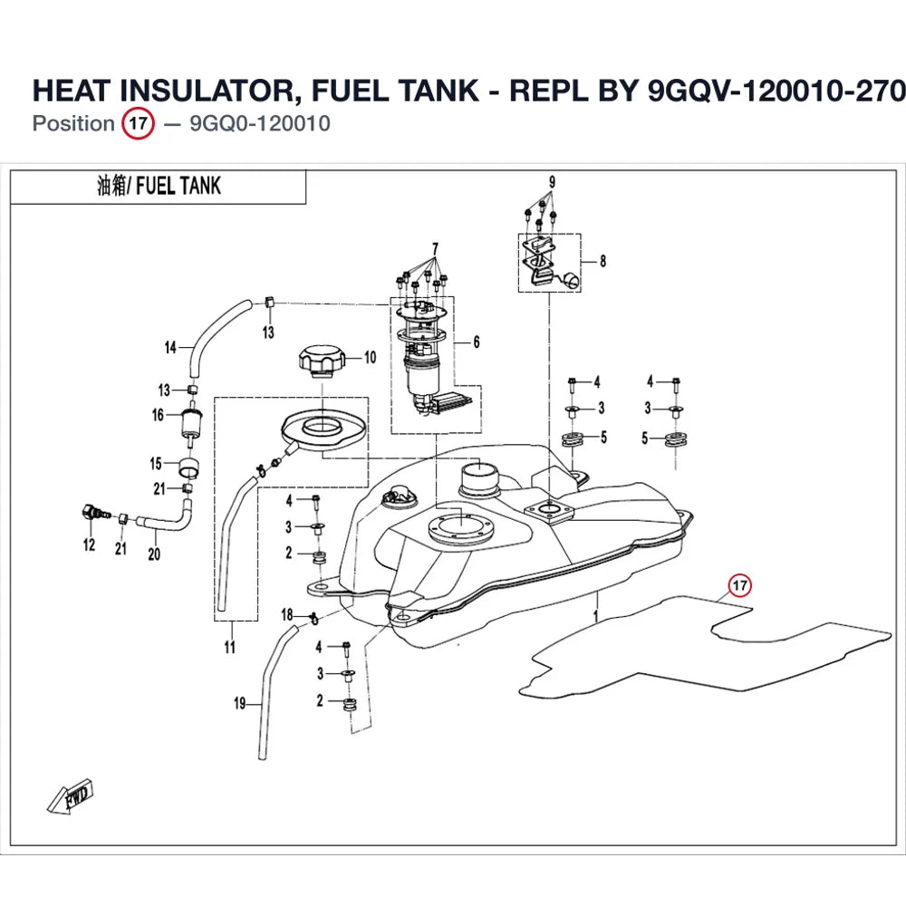 HEAT INSULATOR, FUEL TANK - REPL BY 9GQV-120010-2700 product image