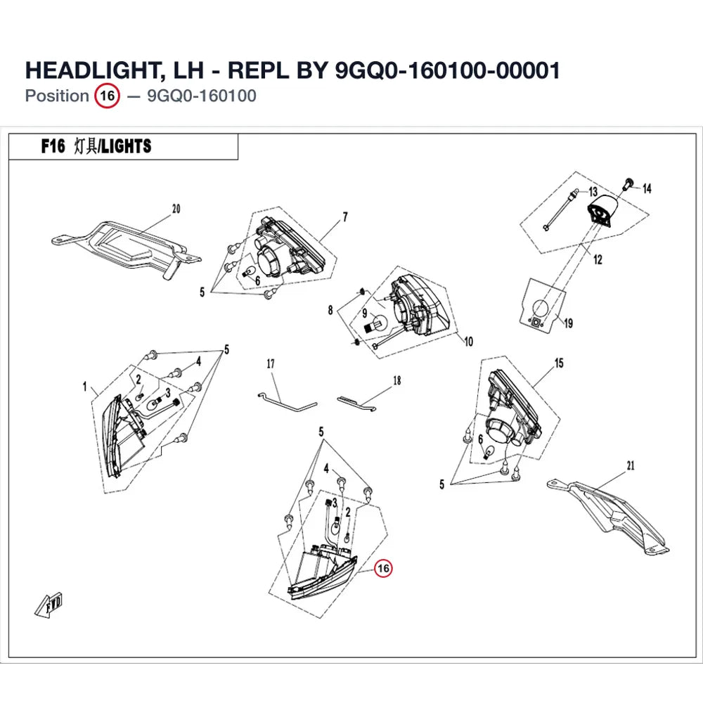 HEADLIGHT, LH - REPL BY 9GQ0-160100-00001 product image