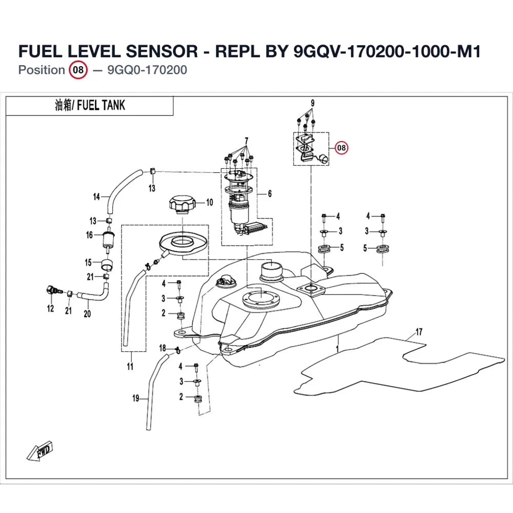 FUEL LEVEL SENSOR - REPL BY 9GQV-170200-1000-M1 product image