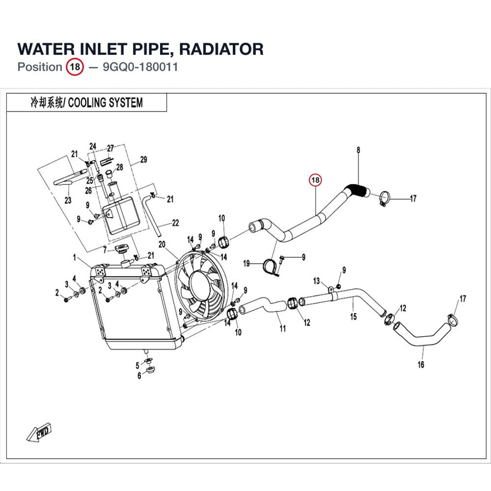 WATER INLET PIPE, RADIATOR product image