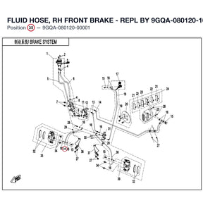FLUID HOSE, RH FRONT BRAKE - REPL BY 9GQA-080120-10000 product image