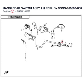 HANDLEBAR SWITCH ASSY, LH REPL BY 9GQS-160600-00001 product image