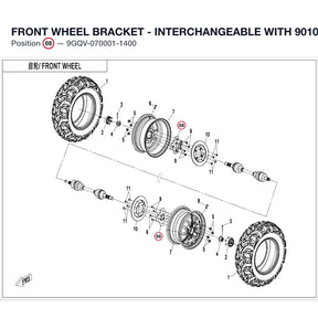 FRONT WHEEL BRACKET - INTERCHANGEABLE WITH  9010-070001-1000 - REPL BY 9GQV-070001-1401 product image