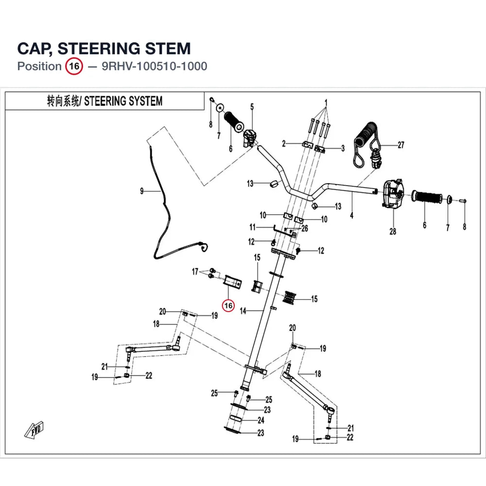CAP, STEERING STEM product image