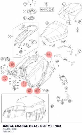 Diagram preview: RANGE CHANGE METAL NUT M5 INOX (54603048600)