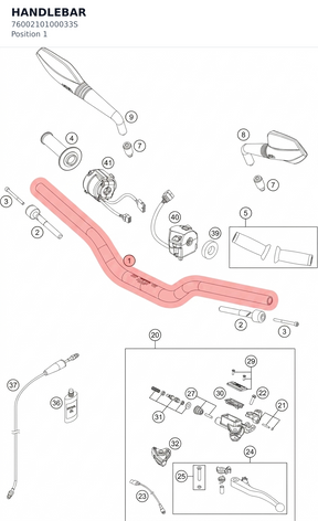 Diagram preview: HANDLEBAR (7600210100033S)