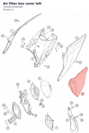 Diagram preview: Air filter box cover left (79106103000ABD)