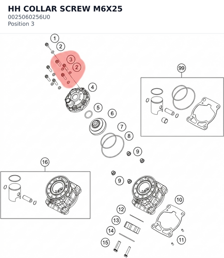 Diagram preview: HH COLLAR SCREW M6X25 (0025060256U0)