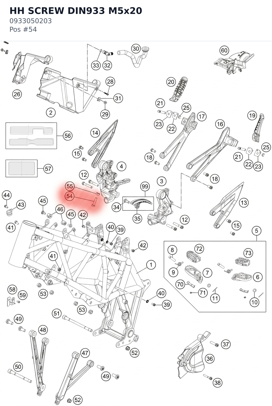 Diagram preview: HH SCREW DIN933 M5x20 (0933050203)