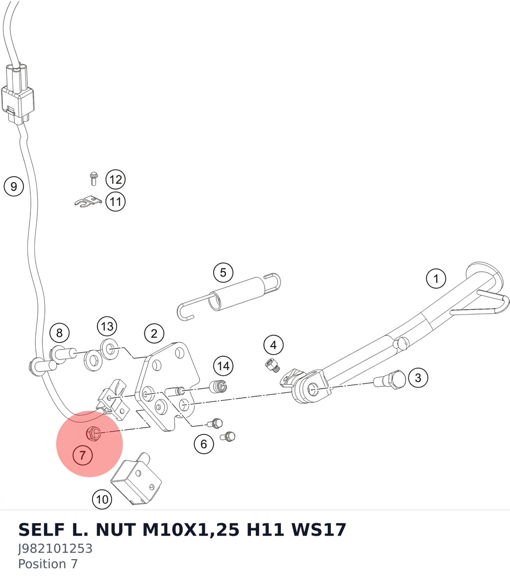 Diagram preview: SELF L. NUT M10X1,25 H11 WS17 (J982101253)
