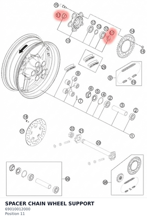 Diagram preview: SPACER CHAIN WHEEL SUPPORT (69010012000)
