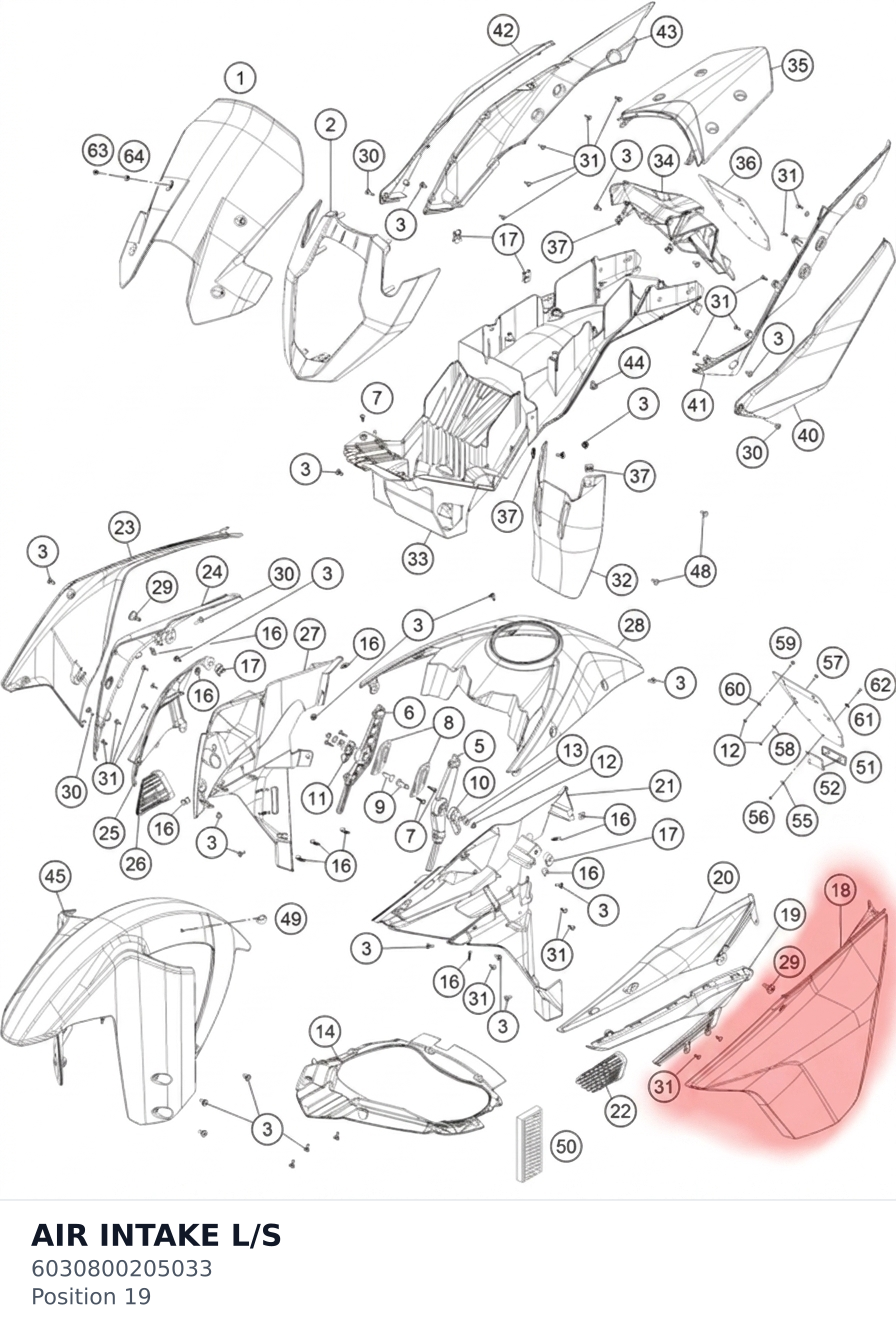 Diagram preview: AIR INTAKE L/S (6030800205033)