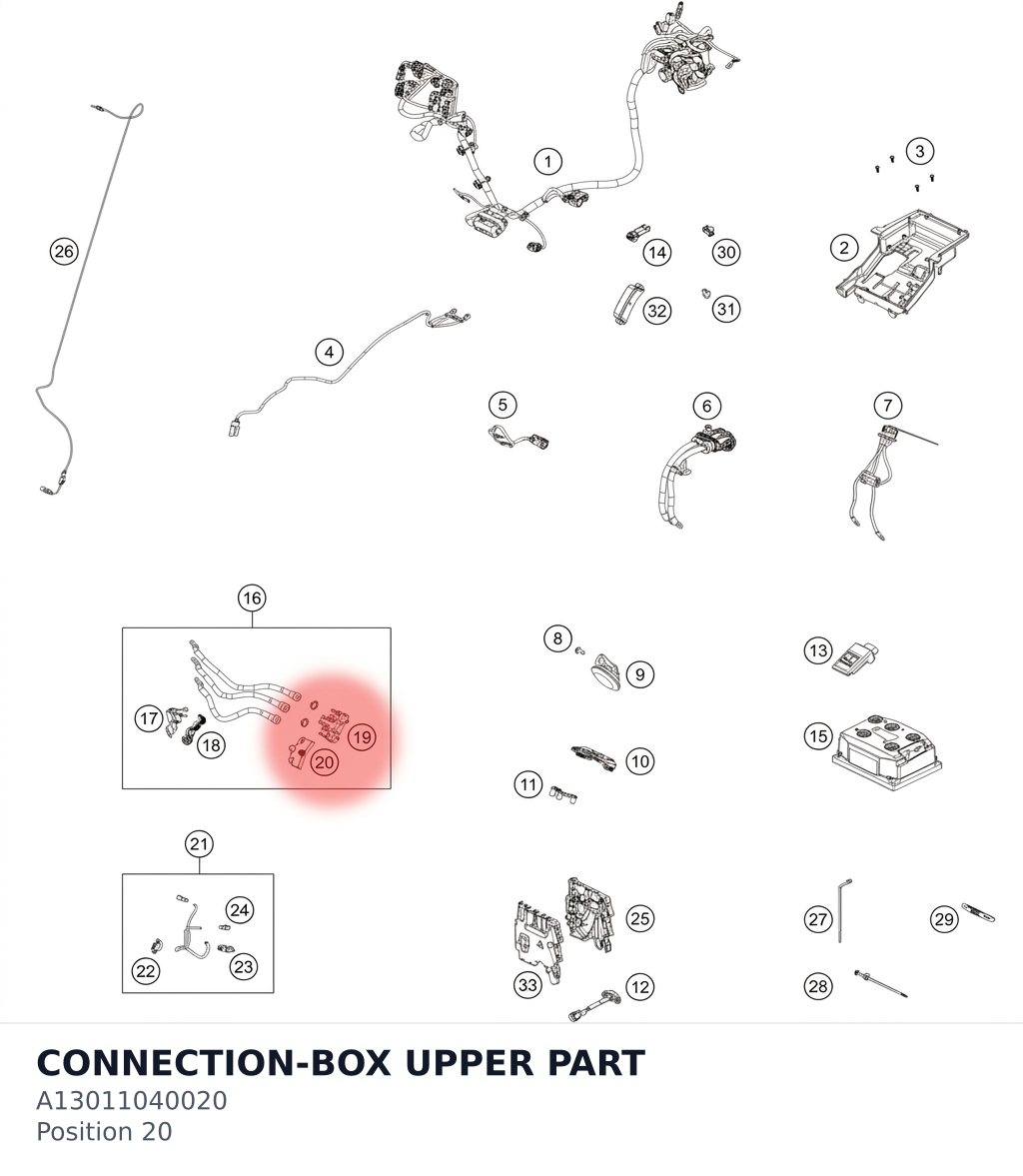Diagram preview: CONNECTION-BOX UPPER PART (A13011040020)