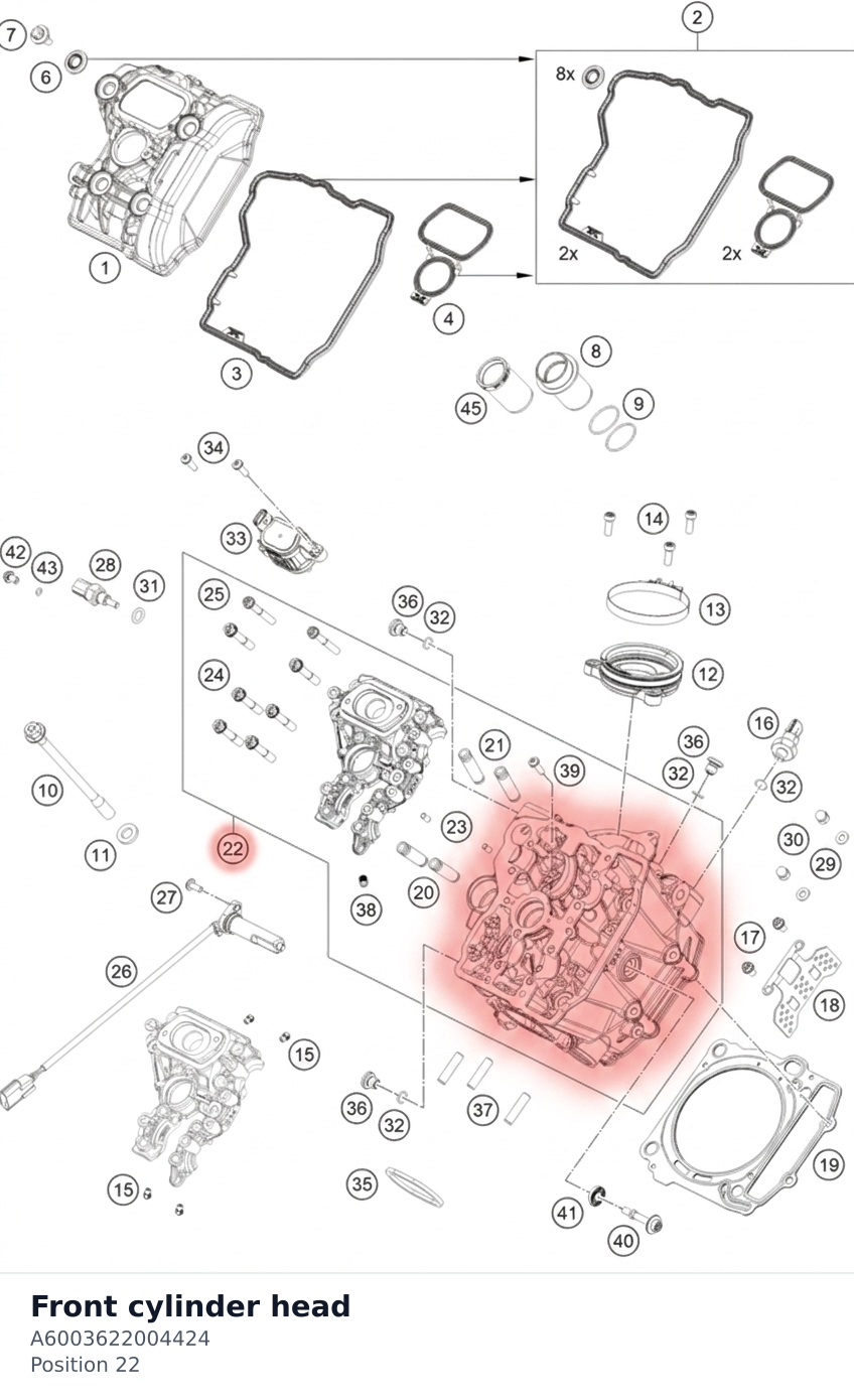 Diagram preview: Front cylinder head (A6003622004424)