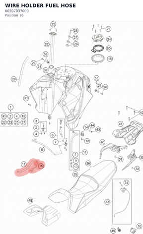 Diagram preview: WIRE HOLDER FUEL HOSE (60307037000)