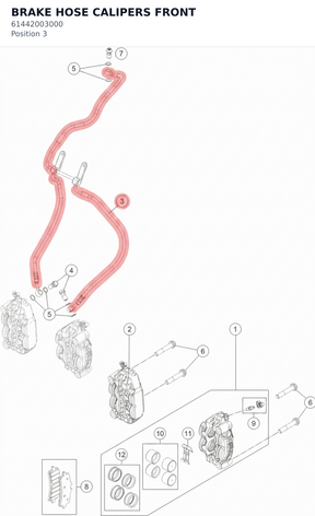 Diagram preview: BRAKE HOSE CALIPERS FRONT (61442003000)